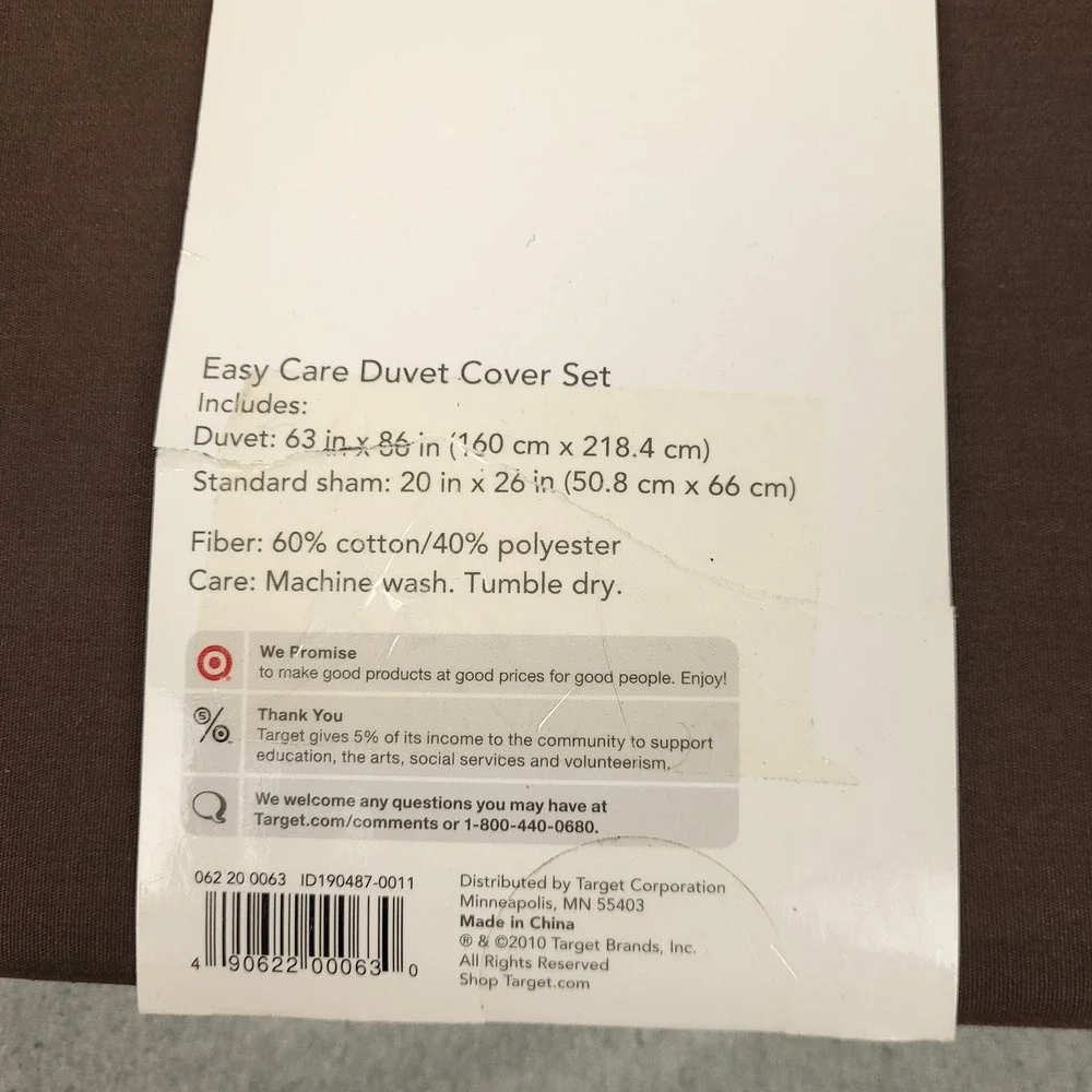 Room Essentials Easy Care Duvet Cover Set Twin Brown Neutral Bedding New